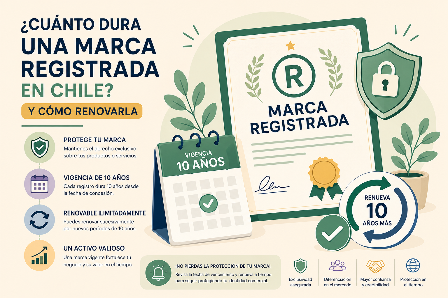 ¿Cuánto dura una marca registrada en Chile y cómo renovarla? (2026)